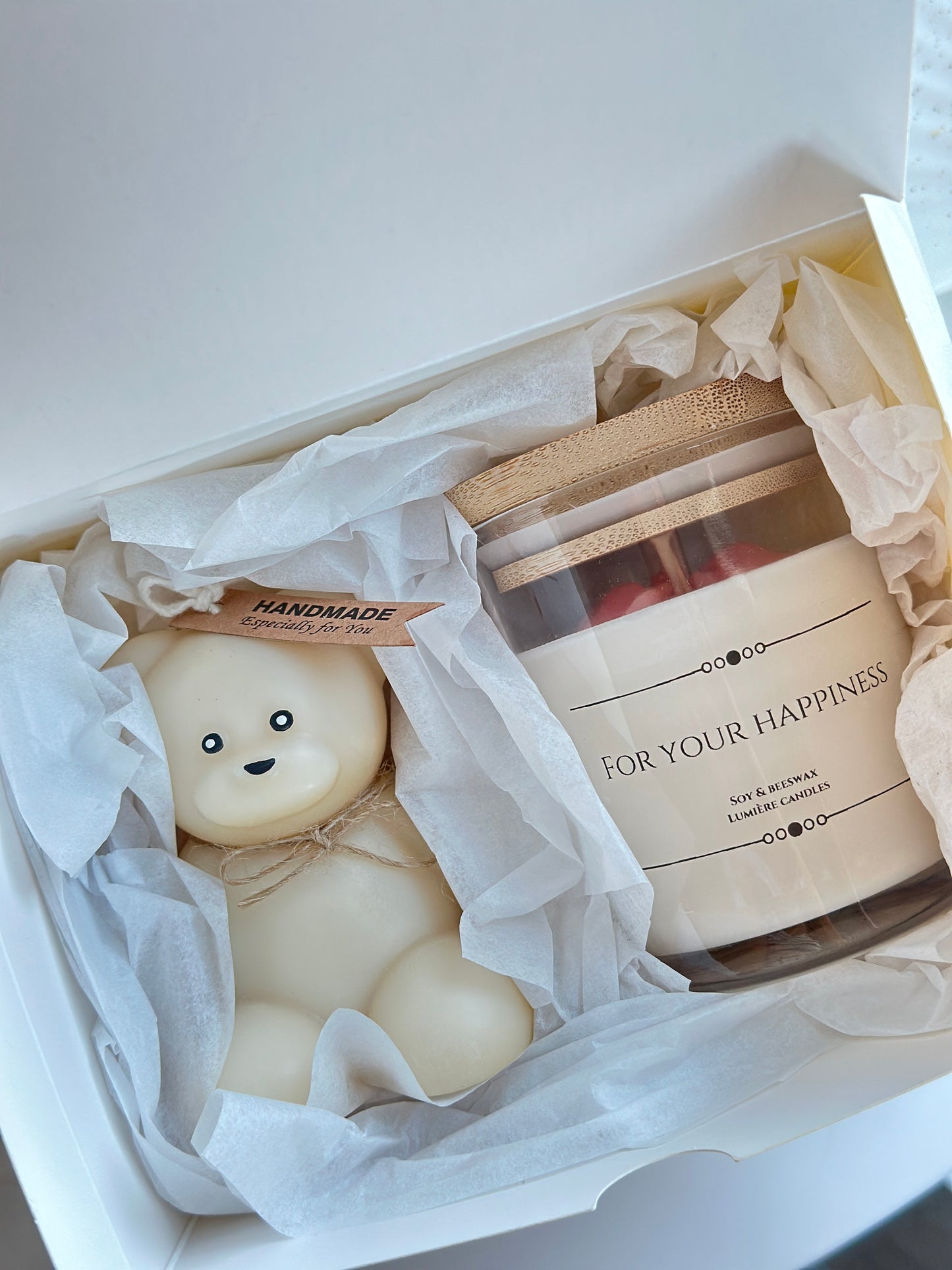 Teddy Bear & Ribbon Candle Set